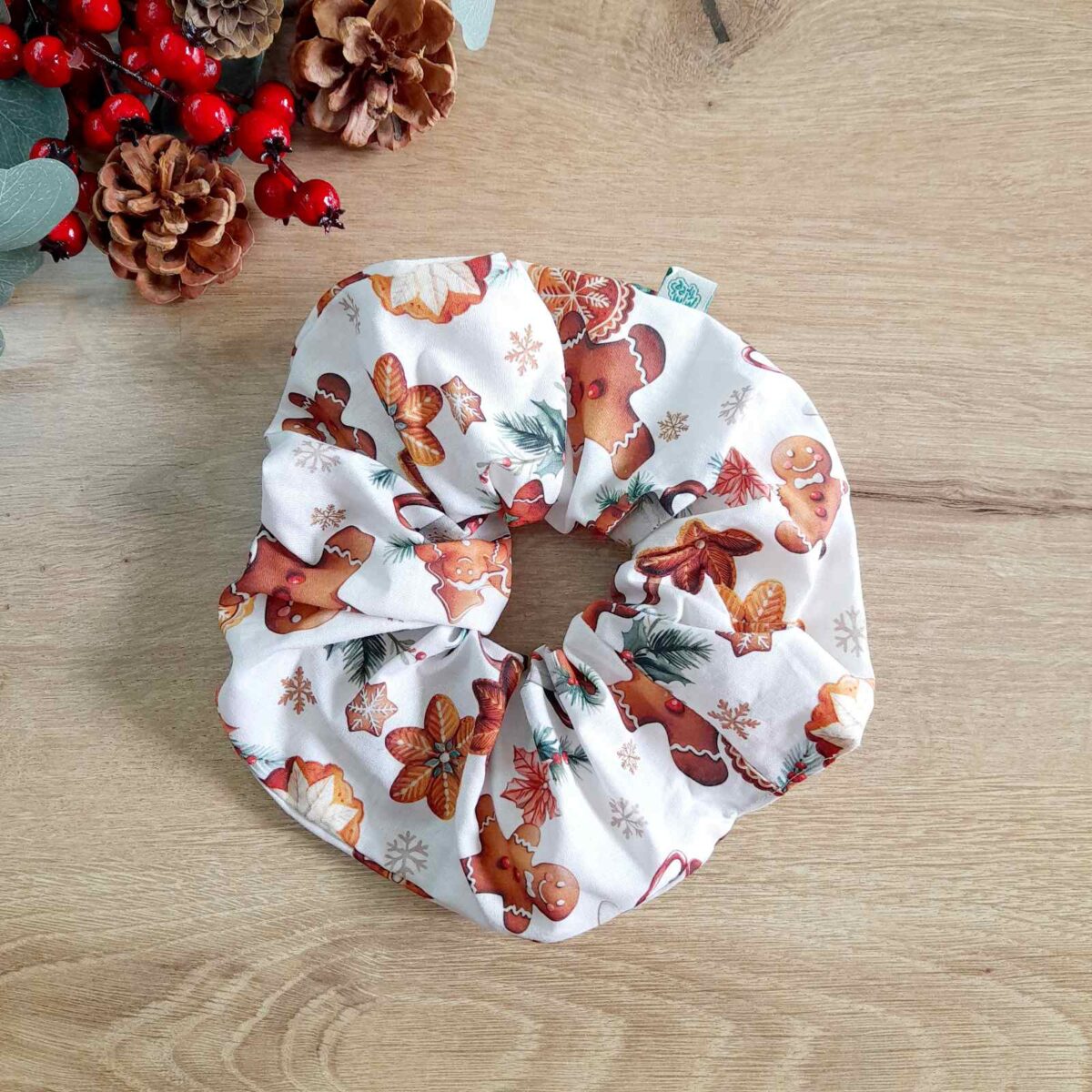 Χριστουγεννιάτικο maxi scrunchie"Gingerman"