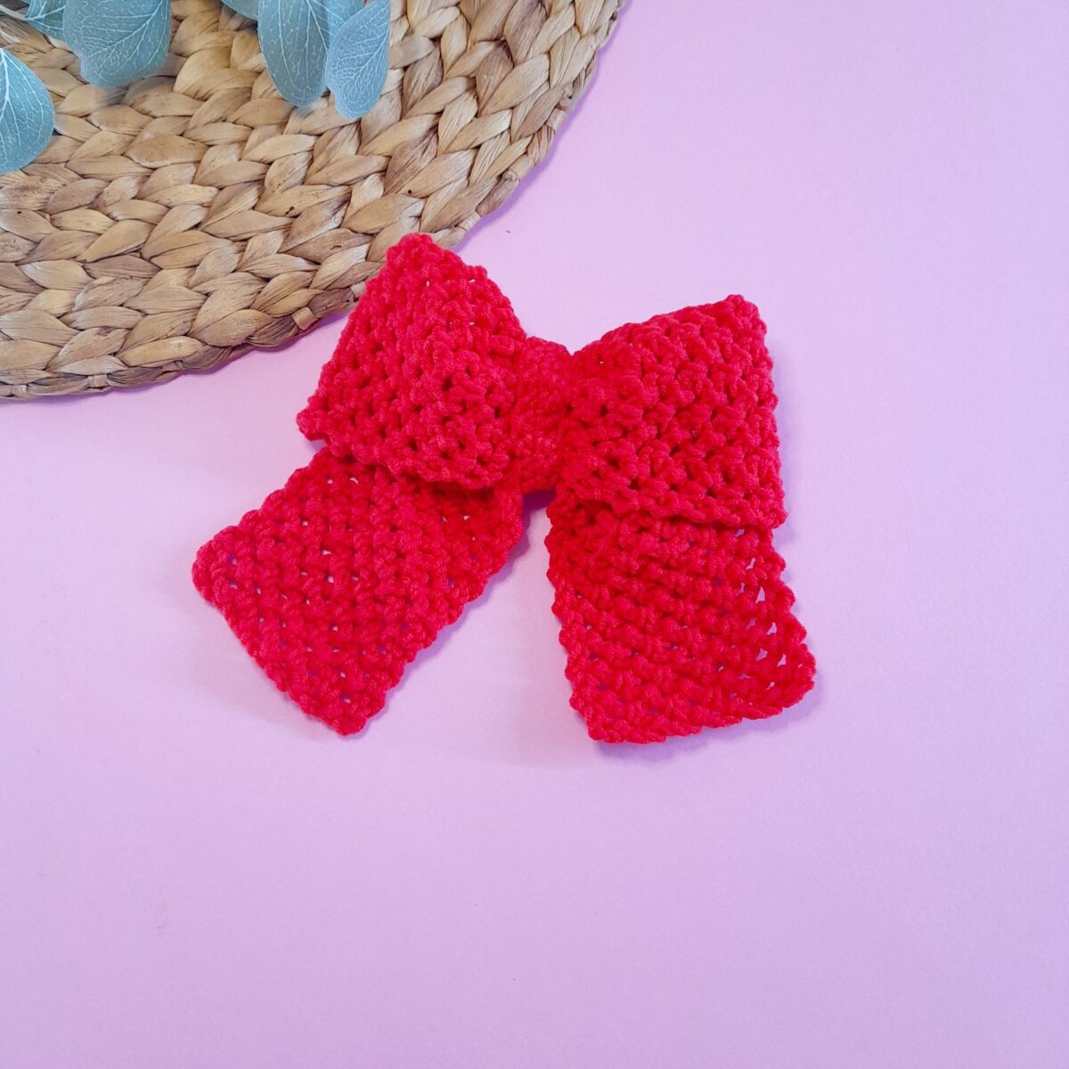 Πλεκτός φαρδύς φιόγκος "Knitted red"